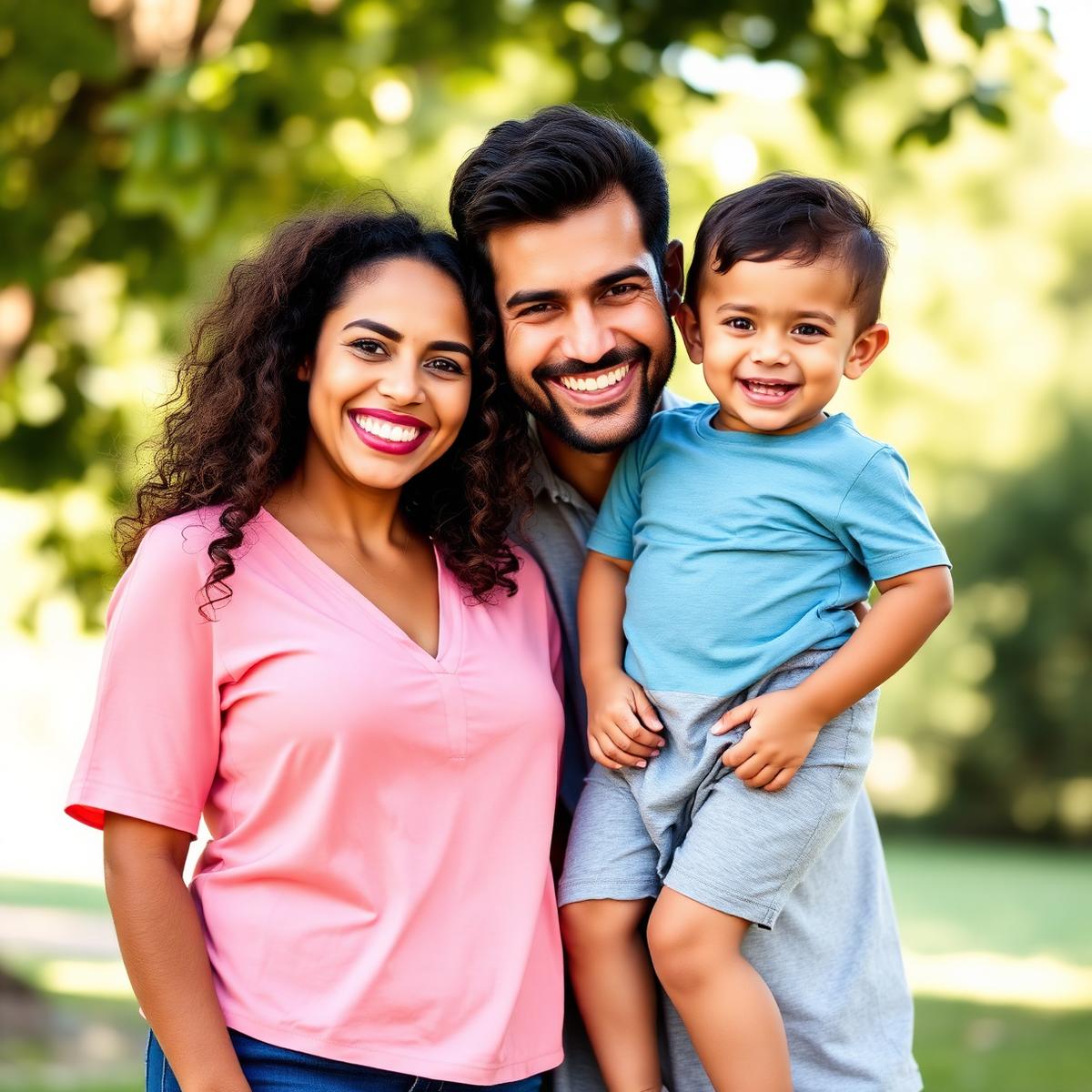 Família sorrindo, protegida por um plano de saúde